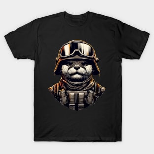 Otter Soldier in Helmet T-Shirt